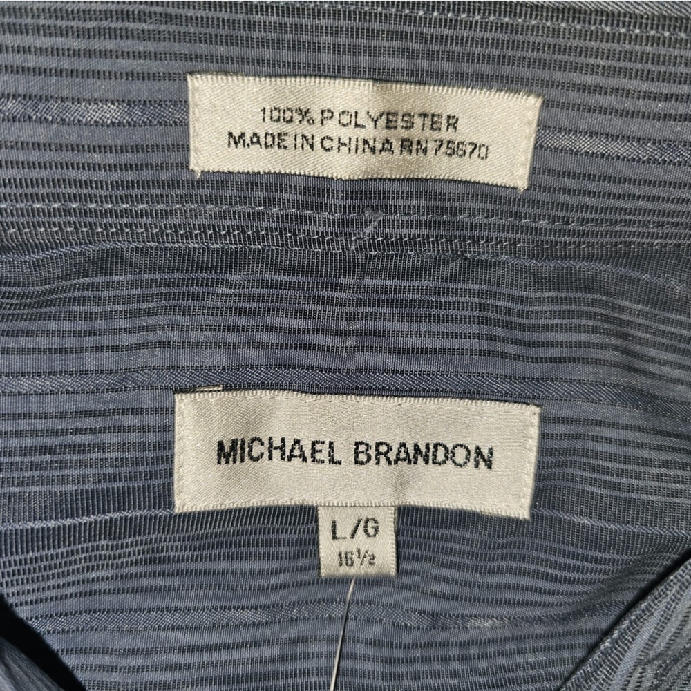 Michael Brandon designer Men's Blue Striped Shirt 18 1/2 - Picture 2 of 2